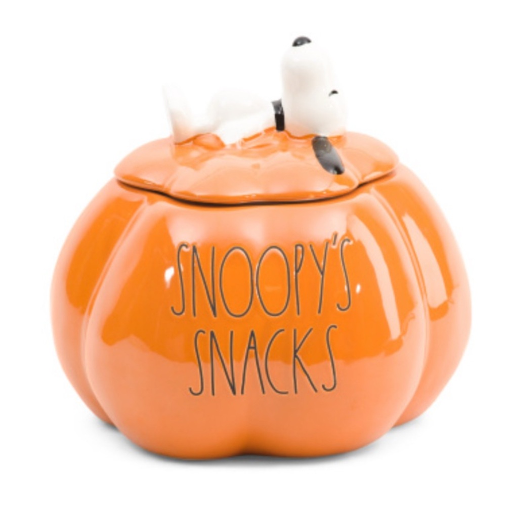 Rae Dunn SNOOPY’S SNACKS Pumpkin Canister, NIB - Picture 2 of 16